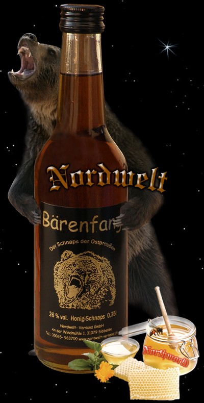 Bärenfang Honig Schnaps Ostpreußen, hergestellt aus Honig und Alkohol 