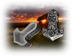 Thorhammer mit Runen Schale aus Polyresin Thorshammer