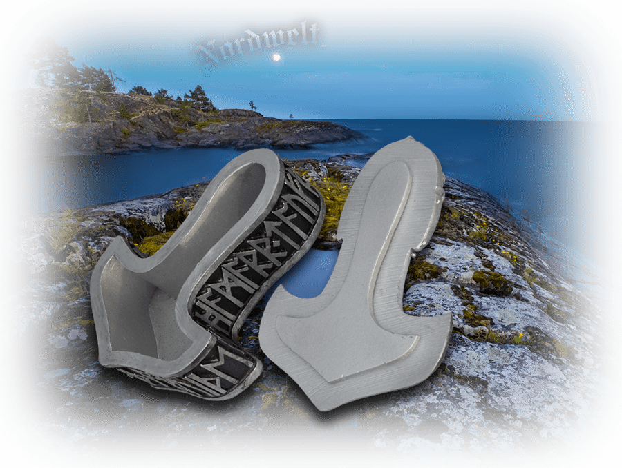 Thorhammer Schale mit Runen aus Kunststein Thors- Hammer